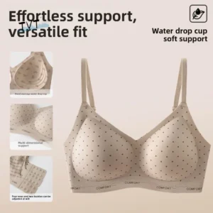 حمالة صدر لاسلكية بنقشة الفهد غير مرئية، تصميم عتيق بنقشة الفهد والنقاط، مع فيونكة ونمط شبكي، ملابس داخلية مبطنة مقاومة للصدمات