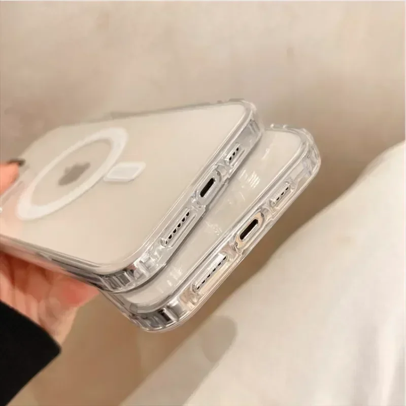 Original For Magsafe Magnetic Wireless Charging Phone Case For iPhone 16 15 14 13 12 11 ProMax mini X XR XS 7 8Plus Clear Cover - الصورة 6