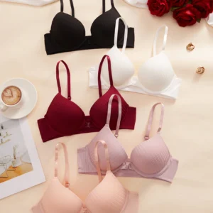 1 أو 3 أو 5 قطع حمالات صدر سادة يومية بسيطة وجذابة، مصنوعة من قماش مضلع بدون بطانة، ملابس داخلية نسائية أنيقة