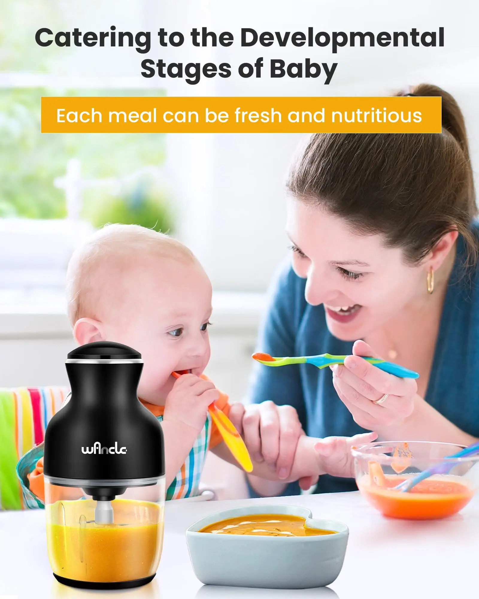 Wancle مفرمة اللحم الكهربائية المطبخ المروحية شفرة فولاذية غير قابلة للصدأ الخضار الثوم كسارة منتج أغذية المنزلية خلاط - الصورة 6