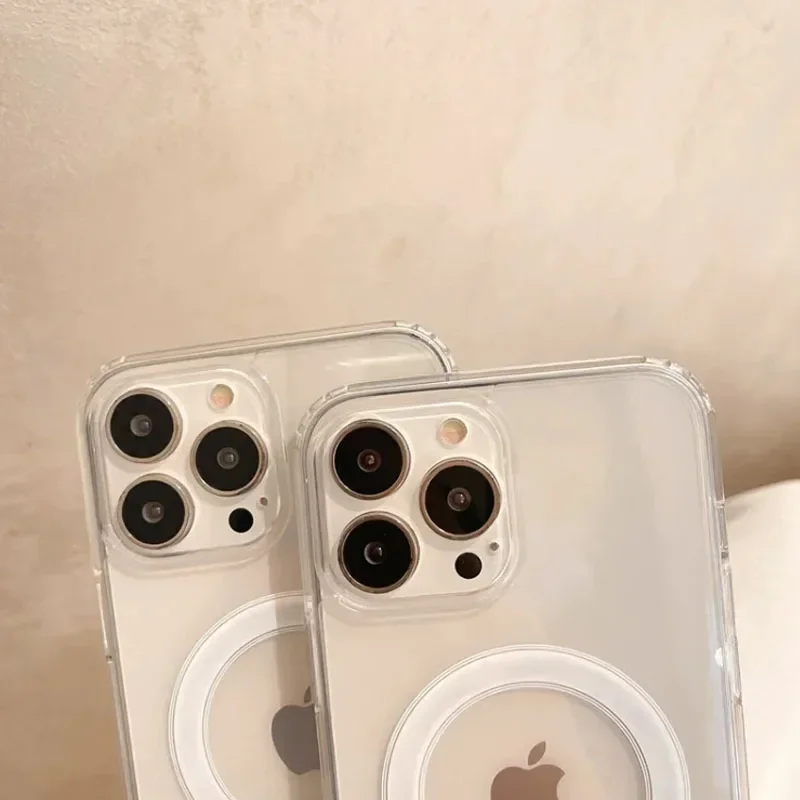 Original For Magsafe Magnetic Wireless Charging Phone Case For iPhone 16 15 14 13 12 11 ProMax mini X XR XS 7 8Plus Clear Cover - الصورة 4