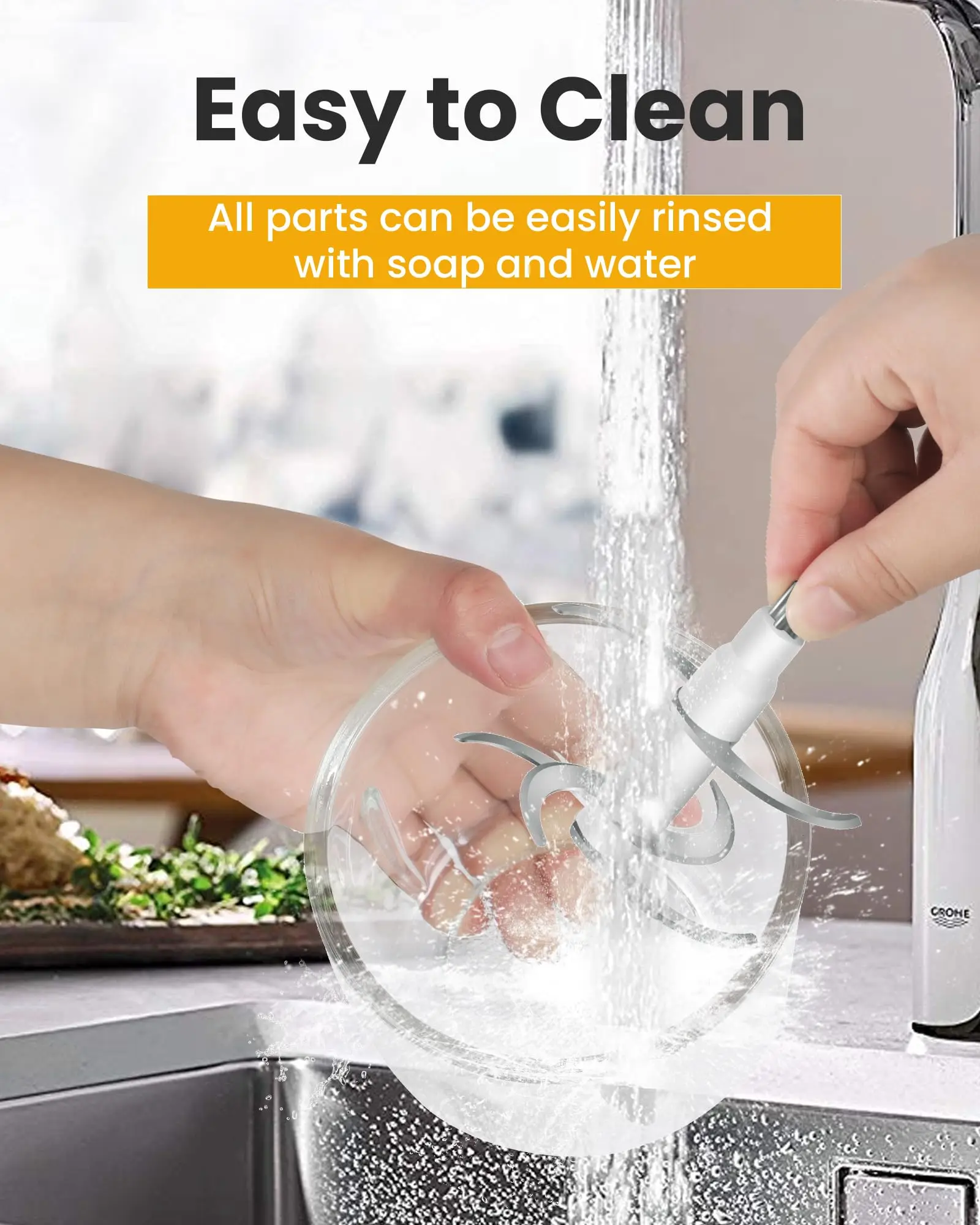 Wancle مفرمة اللحم الكهربائية المطبخ المروحية شفرة فولاذية غير قابلة للصدأ الخضار الثوم كسارة منتج أغذية المنزلية خلاط - الصورة 5