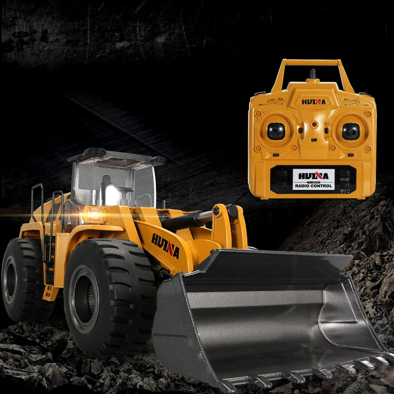 HUINA 1/14 1583 Alloy Remote Control Loader 22 Channel Car Simulation Bulldozer Engineering Vehicle Toys for Children Kids Gifts - الصورة 5