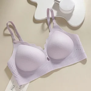 حمالة صدر جيلي بسيطة بدون خياطة، ملابس داخلية مضادة للترهل، حمالة صدر بدون أسلاك بتصميم V عميق، لون موحد، مقاومة للصدمات، ملابس داخلية رافعة للصدر للصيف