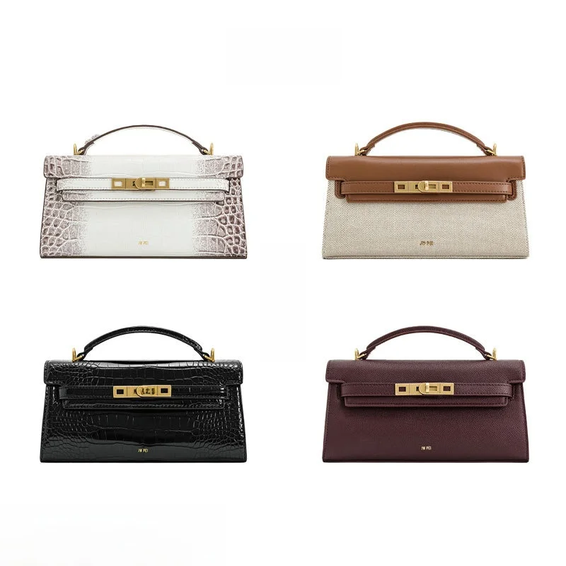 JWPEI Crocodile Pattern Lock Buckle Small Square Handbag Single Shoulder Crossbody Women's Bag Leather Handbag for Commuting