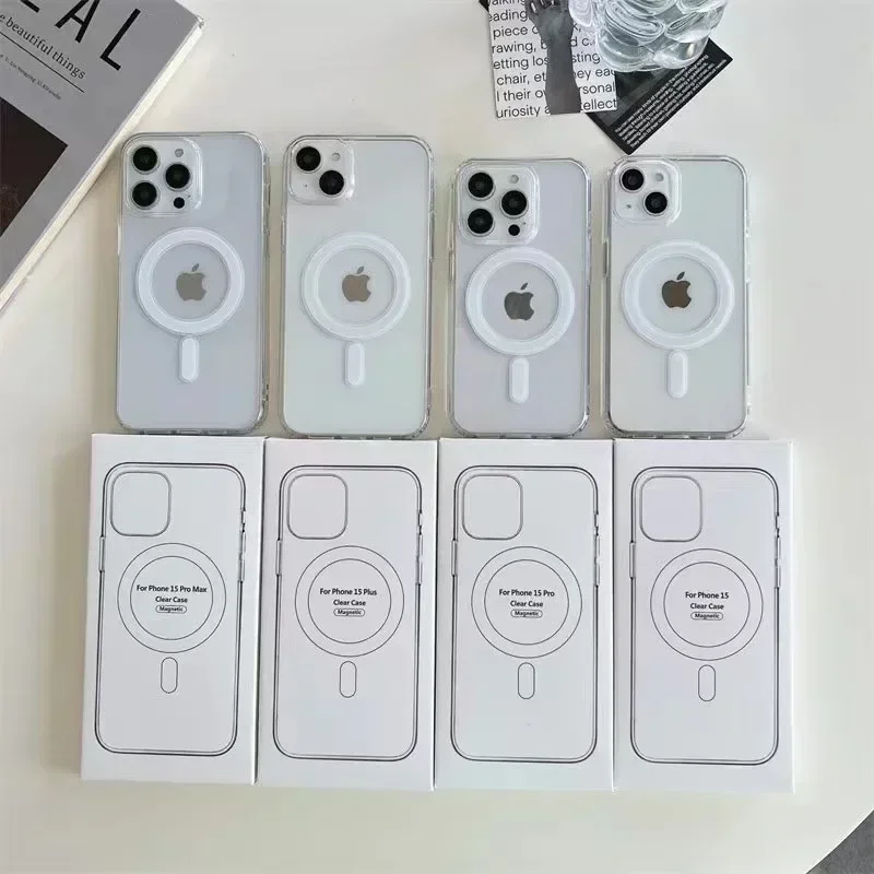 Original For Magsafe Magnetic Wireless Charging Phone Case For iPhone 16 15 14 13 12 11 ProMax mini X XR XS 7 8Plus Clear Cover - الصورة 3
